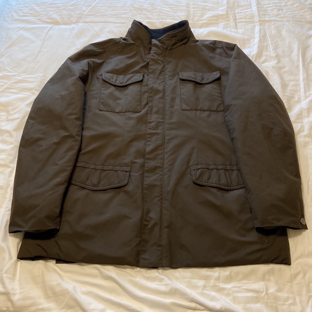 Tommy Bahama Mens Field Jacket Sz L Brown Utility Coat Wool Blend Casual Outdoor